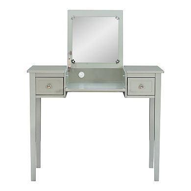 Linon Silver Butterfly Vanity and Stool