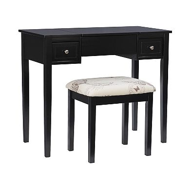 Linon Silver Butterfly Vanity and Stool
