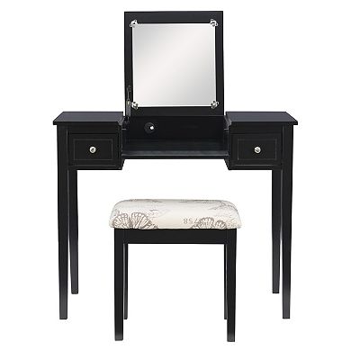 Linon Silver Butterfly Vanity and Stool