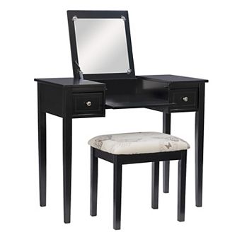 Linon Silver Butterfly Vanity and Stool