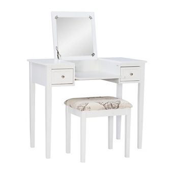 Linon Silver Butterfly Vanity and Stool