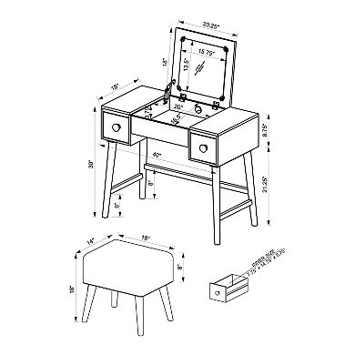 Linon Viola Vanity 2-Piece Set