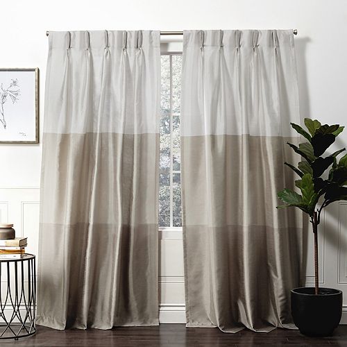 Exclusive Home 2pack Chateau Striped Faux Silk Pinch Pleat Window Curtains