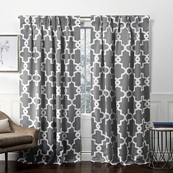 Exclusive Home 2-pack Ironwork Sateen Woven Blackout Pinch Pleat Window Curtains