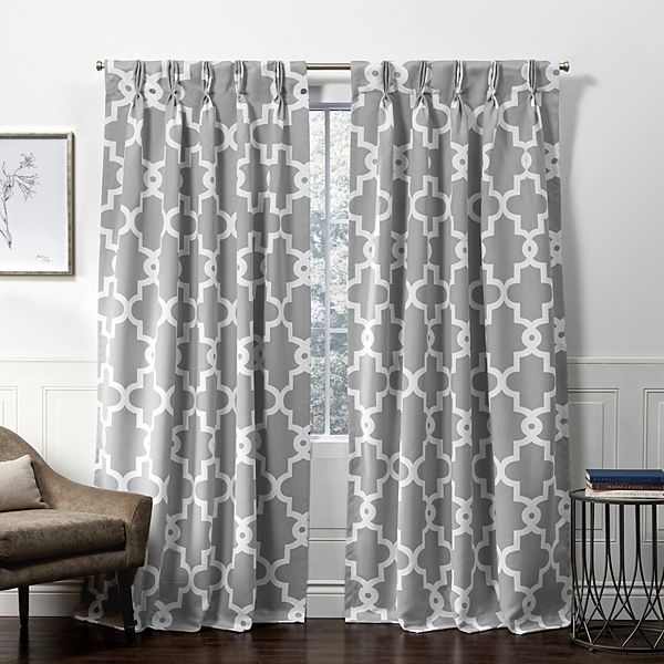 Exclusive Home 2-pack Ironwork Sateen Woven Blackout Pinch Pleat Window ...