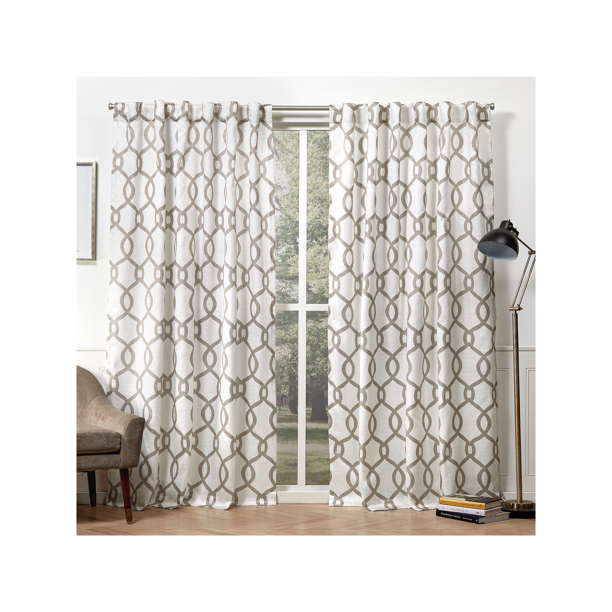 Exclusive Home 2-pack Kochi Linen Blend Hidden Tab Top Window Curtains, Nat