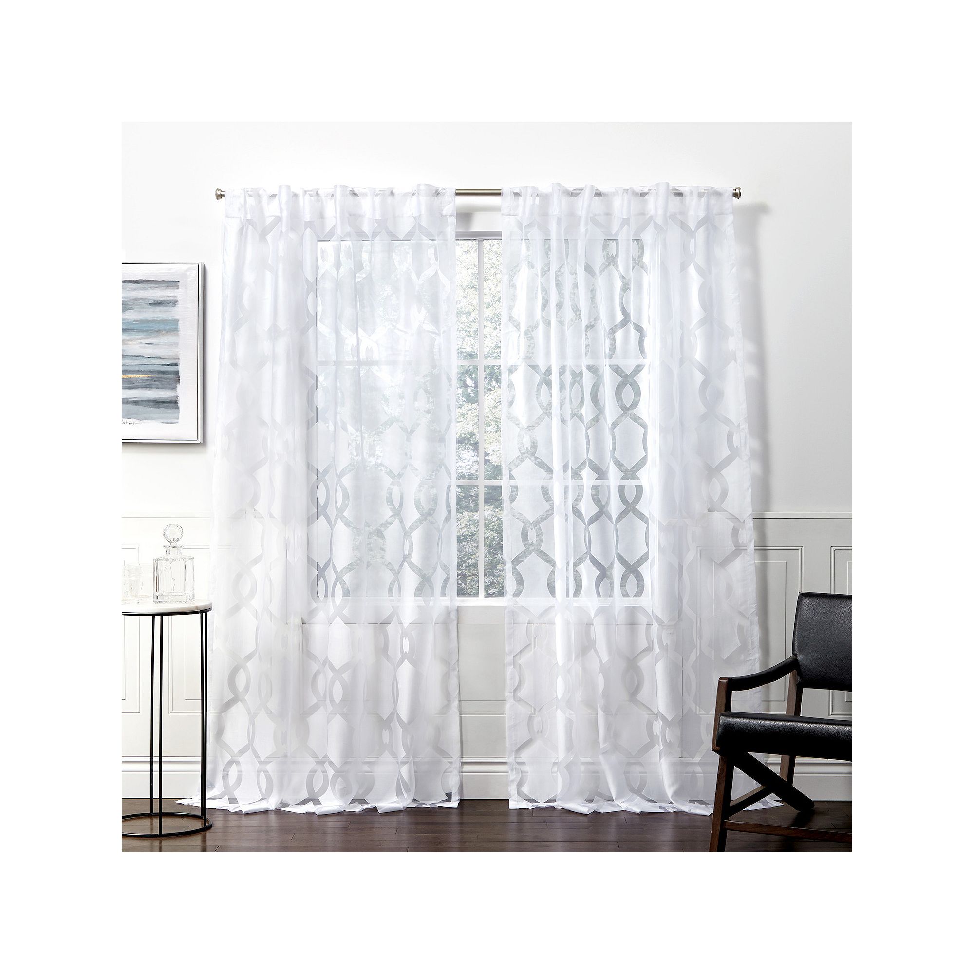 Exclusive Home 2-pack Rio Burnout Sheer Hidden Tab Top Window Curtains, Win
