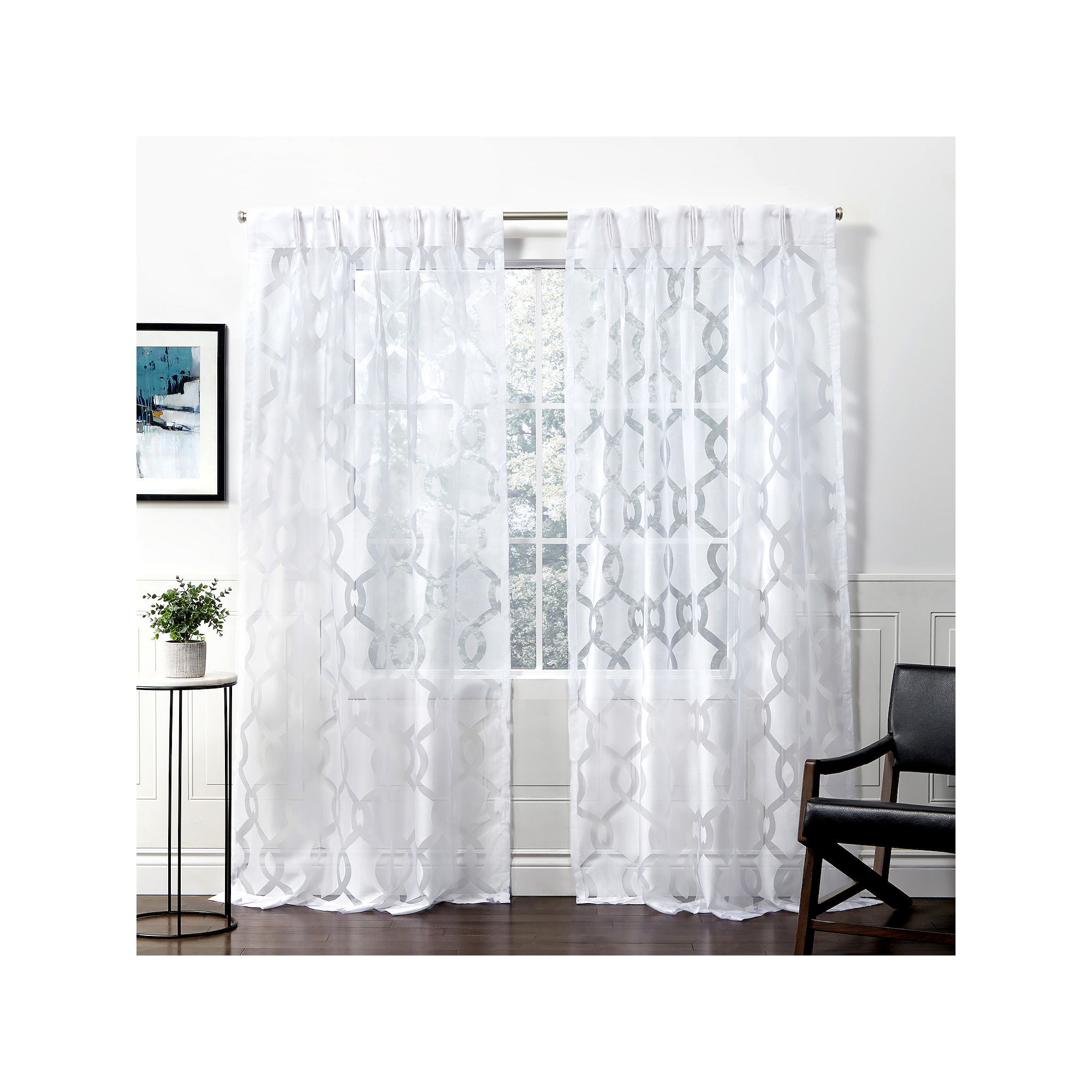 Exclusive Home 2-pack Rio Burnout Sheer Pinch Pleat Window Curtains, Winter