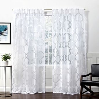 Exclusive Home 2-pack Rio Burnout Sheer Pinch Pleat Window Curtains
