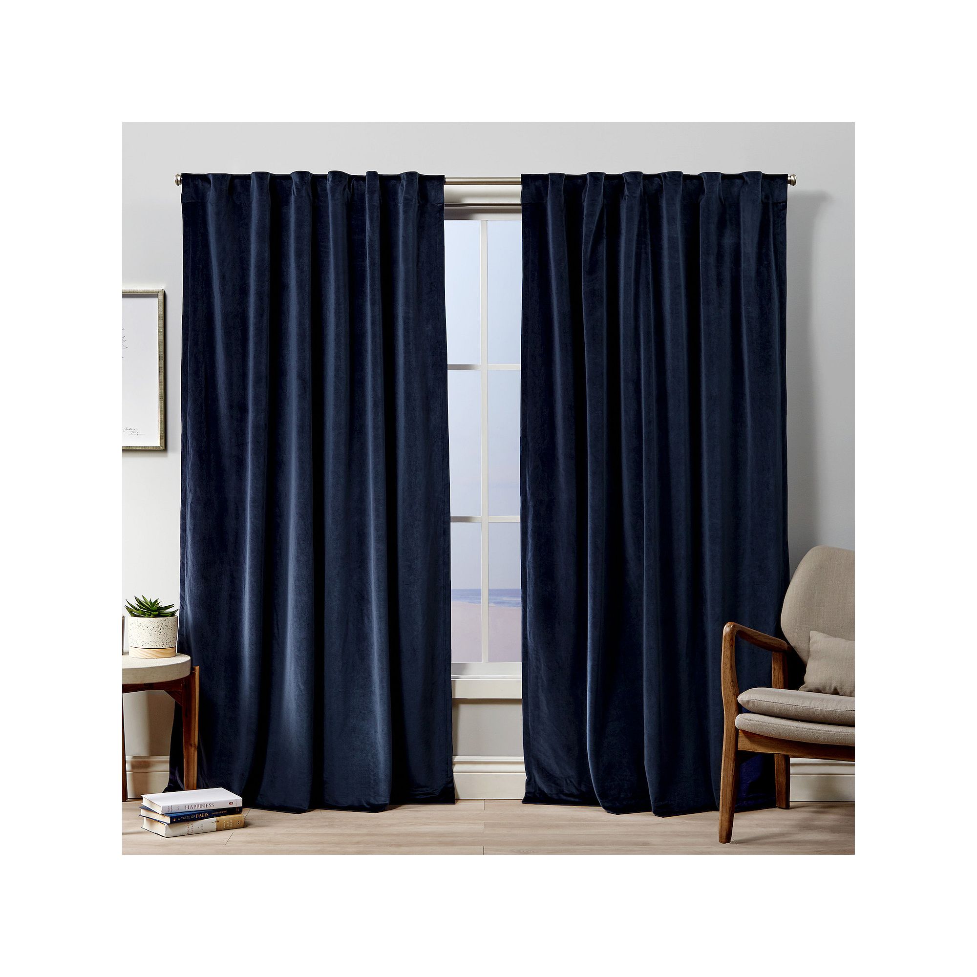 Exclusive Home 2-pack Velvet Heavyweight Hidden Tab Top Window Curtains, Bl