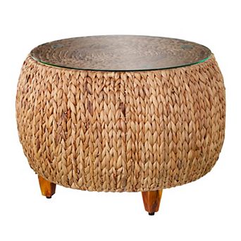 Southern Enterprises Jokobe Round Water Hyacinth Cocktail Table