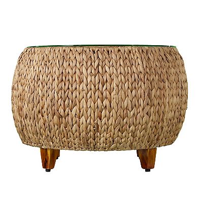 Southern Enterprises Jokobe Round Water Hyacinth Cocktail Table