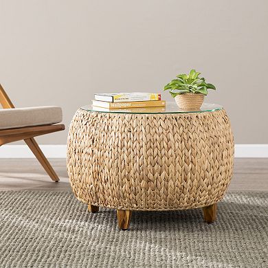 Southern Enterprises Jokobe Round Water Hyacinth Cocktail Table