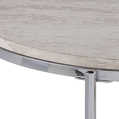 Southern Enterprises Silas Stylish Round Faux-Stone End Table