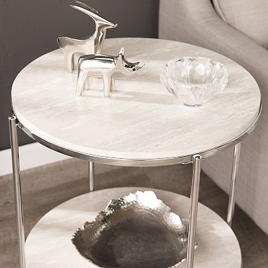 Southern Enterprises Silas Stylish Round Faux-Stone End Table