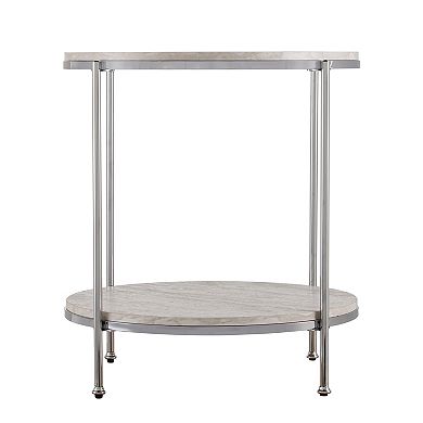 Southern Enterprises Silas Stylish Round Faux-Stone End Table