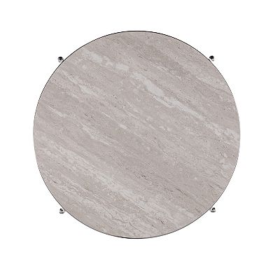 Southern Enterprises Silas Stylish Round Faux-Stone End Table