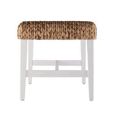 Southern Enterprises White Woven Coffee Table Bench