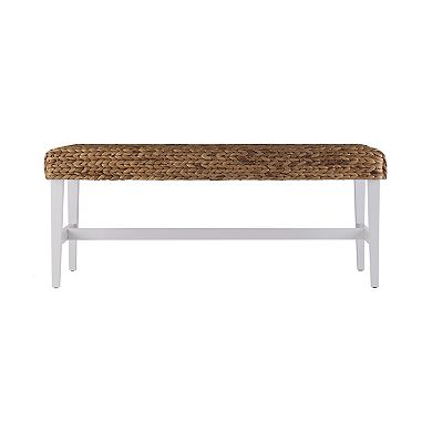 Southern Enterprises White Woven Coffee Table Bench
