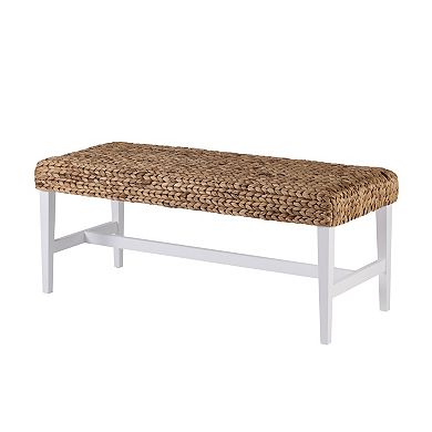 Southern Enterprises White Woven Coffee Table Bench