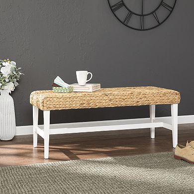 Southern Enterprises White Woven Coffee Table Bench