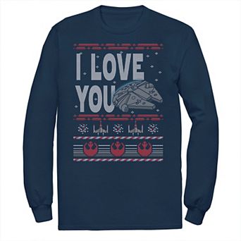 Men's Star Wars Falcon I Love You Ugly Christmas Sweater Tee