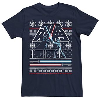 Men's Star Wars Luke Vader Face Off Ugly Christmas Sweater Tee