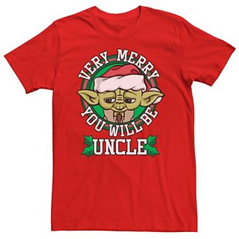 Men's Star Wars Yoda Merry You Will Be Uncle Christmas Tee