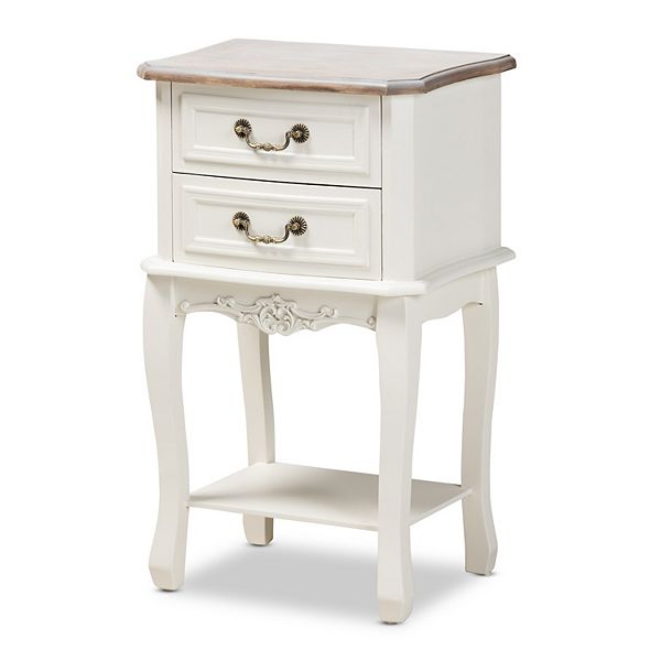 Baxton Studio Amalie White 2 Drawer Nightstand