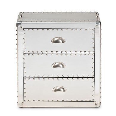 Baxton Studio Armel Silver 3-Drawer Nightstand