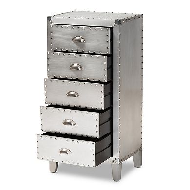 Baxton Studio Carel Silver 5-Drawer Dresser