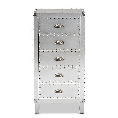 Baxton Studio Carel Silver 5-Drawer Dresser