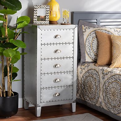 Baxton Studio Carel Silver 5-Drawer Dresser