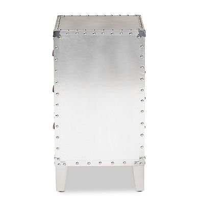 Baxton Studio Claude Silver 3-Drawer Nightstand
