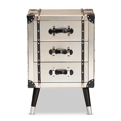 Baxton Studio Dilan Silver 3-Drawer Nightstand