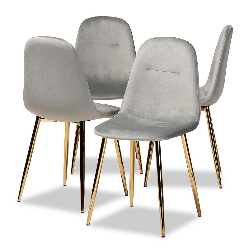 Baxton Studio Elyse Dining Chair 4-Piece Set, Grey