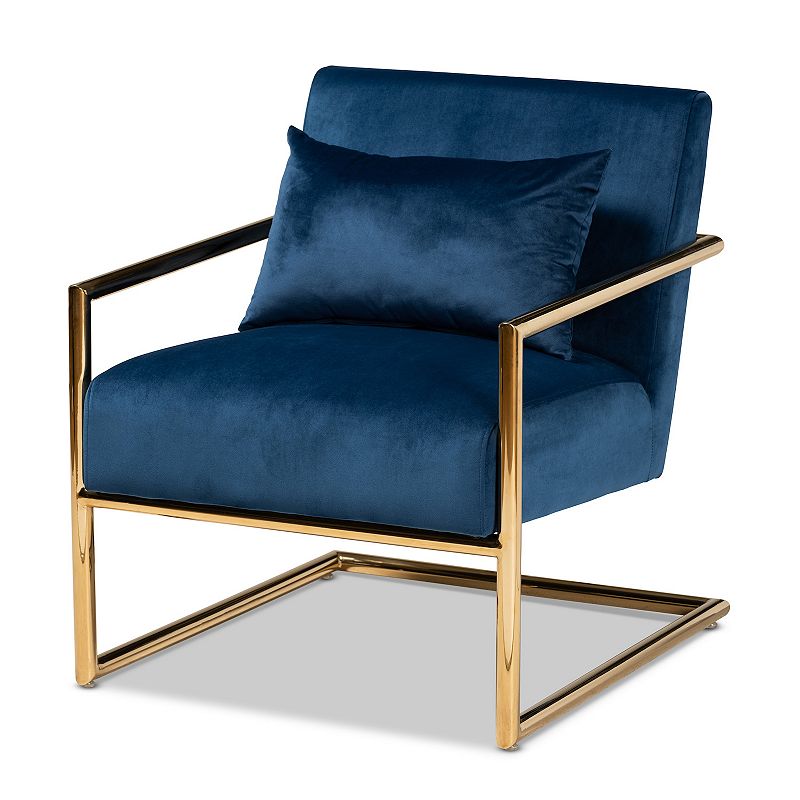 Baxton Studio Mira Glam and Luxe Lounge Chair, Blue