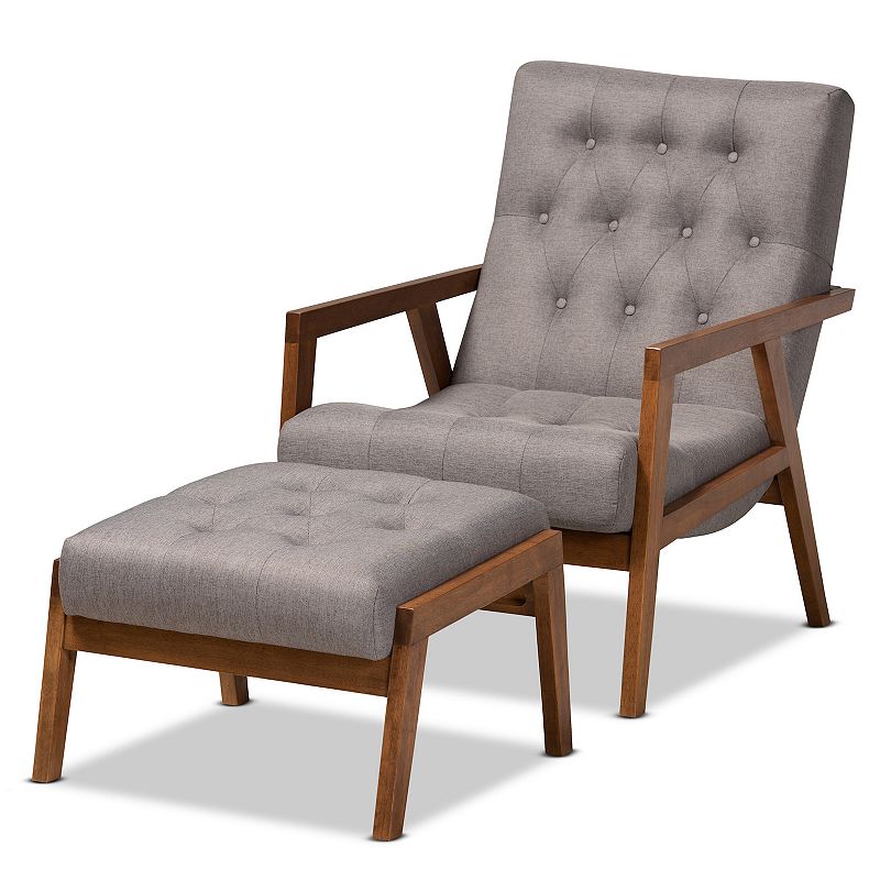 58634881 Baxton Studio Naeva Accent Chair & Ottoman 2-Piece sku 58634881