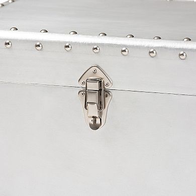 Baxton Studio Serge Lift-Top 2-Drawer Silver Cabinet