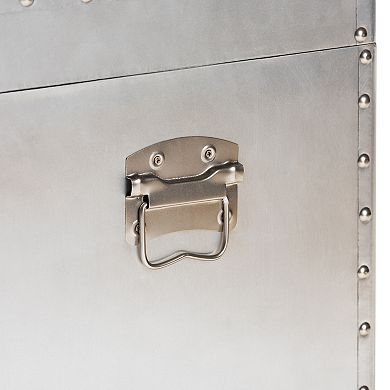 Baxton Studio Serge Lift-Top 2-Drawer Silver Cabinet