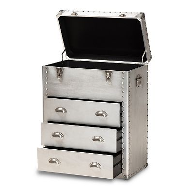 Baxton Studio Serge Silver Lift-Top 3-Drawer Cabinet