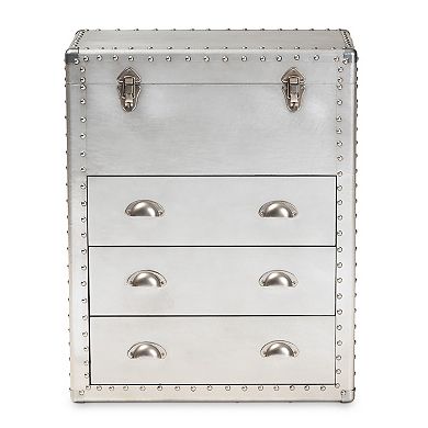 Baxton Studio Serge Silver Lift-Top 3-Drawer Cabinet