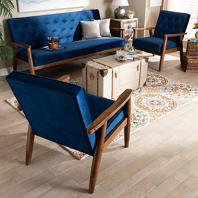 Baxton Studio Sorrento Sofa & Chair 3-Piece Set