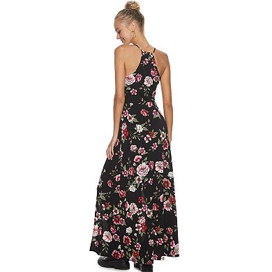 Juniors' Candie's Halter Maxi Dress With Cut Out