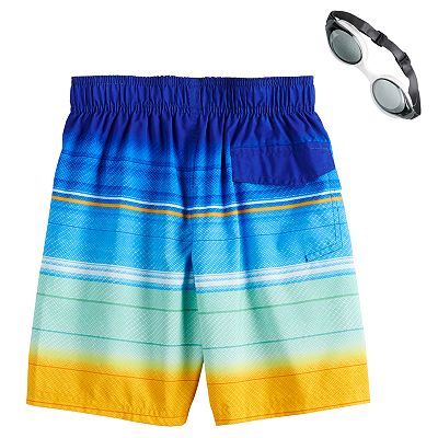 Boys 4 7 ZeroXposur Striped Swim Trunks Goggles Set