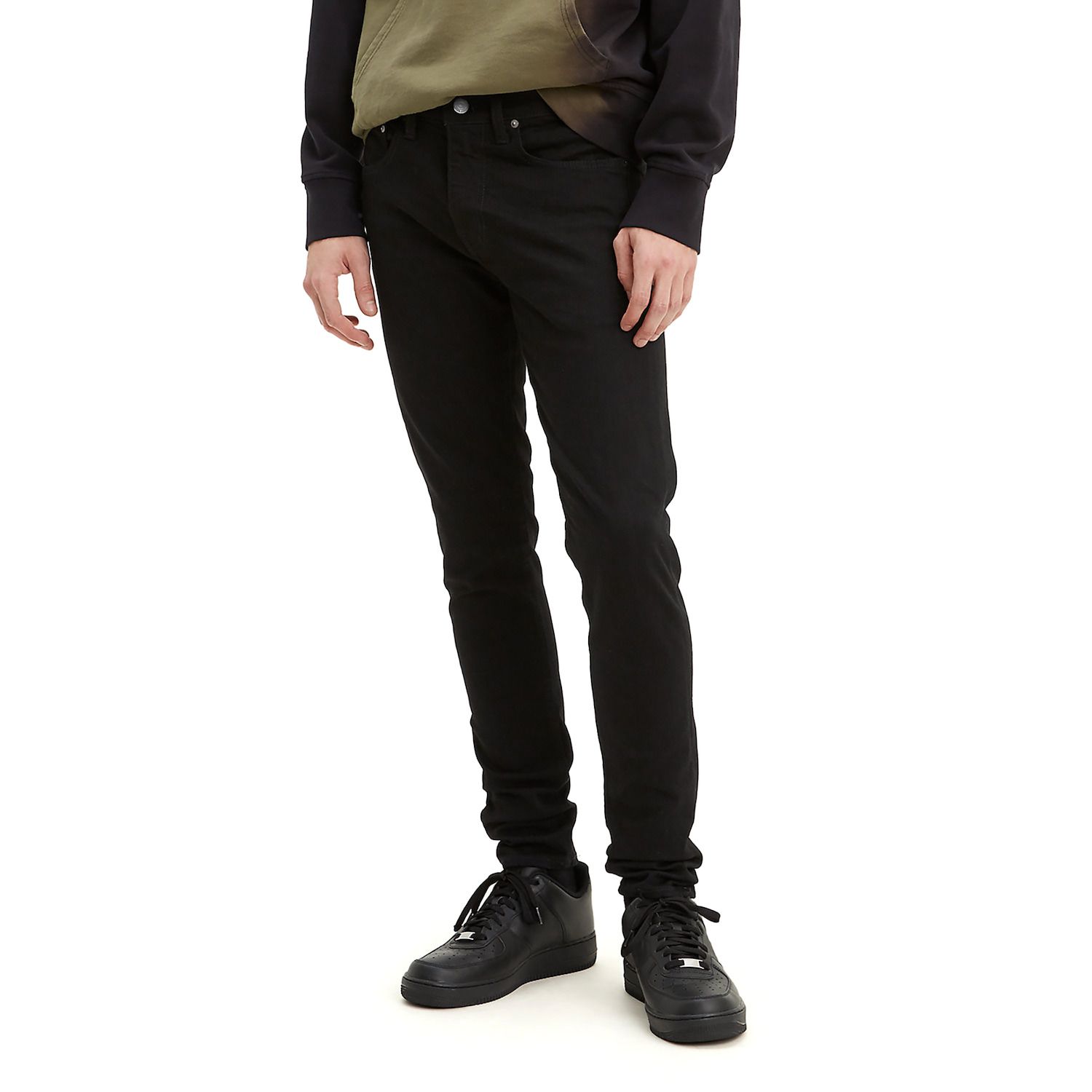 mens black skinny tapered jeans