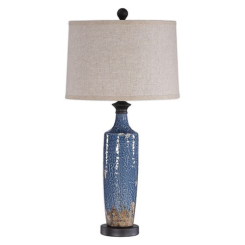 Blue Textured Ceramic Table Lamp