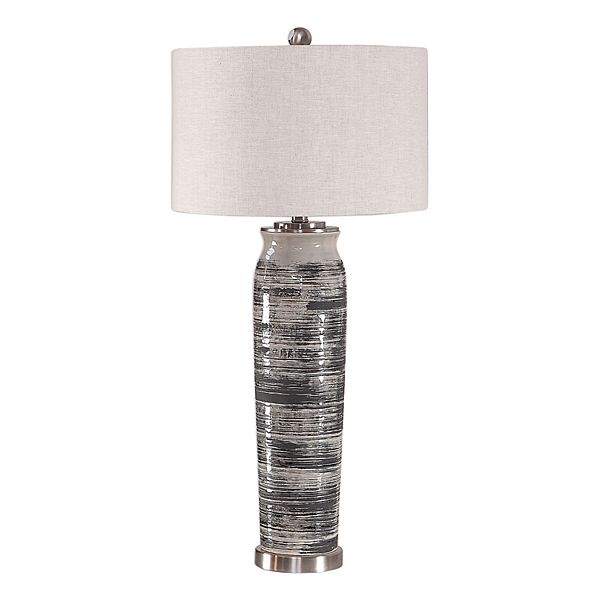 Tapered Textured Ceramic Table Lamp, Beige Table Lamp Textured