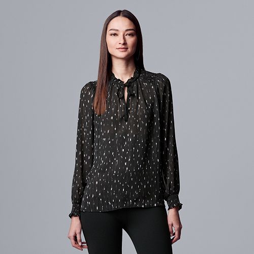 Women's Simply Vera Vera Wang Ruched Sleeve Peasant Blouse