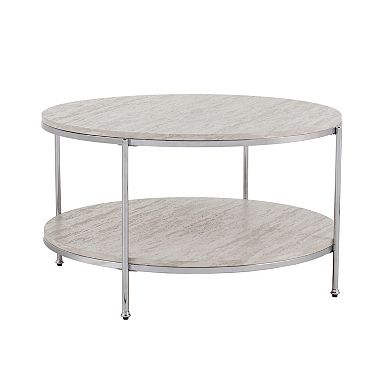 Southern Enterprises Silas Round Faux Stone Cocktail Table